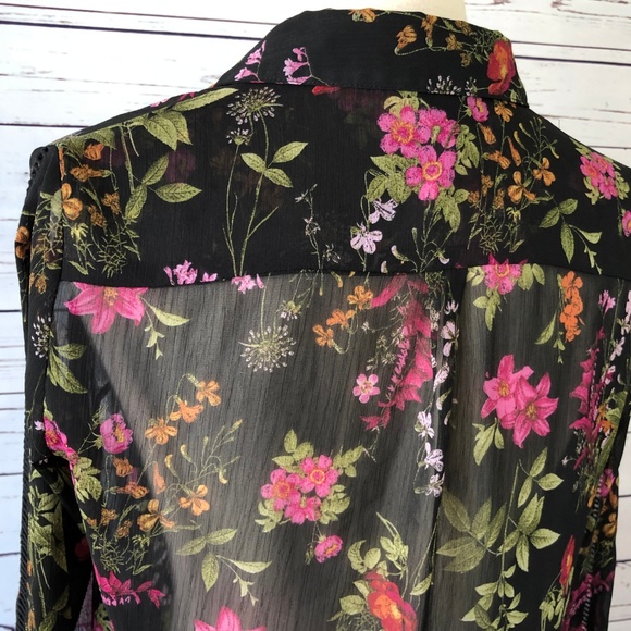 Kut from the Kloth XS Sheer Black Floral Shirt L/S - Picture 7 of 7